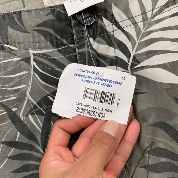 Crazy Shirts Shorts Womens 12 Rainforest Noa Cargo Pockets 4 Inch Surf Hawaiian - Picture 4 of 11